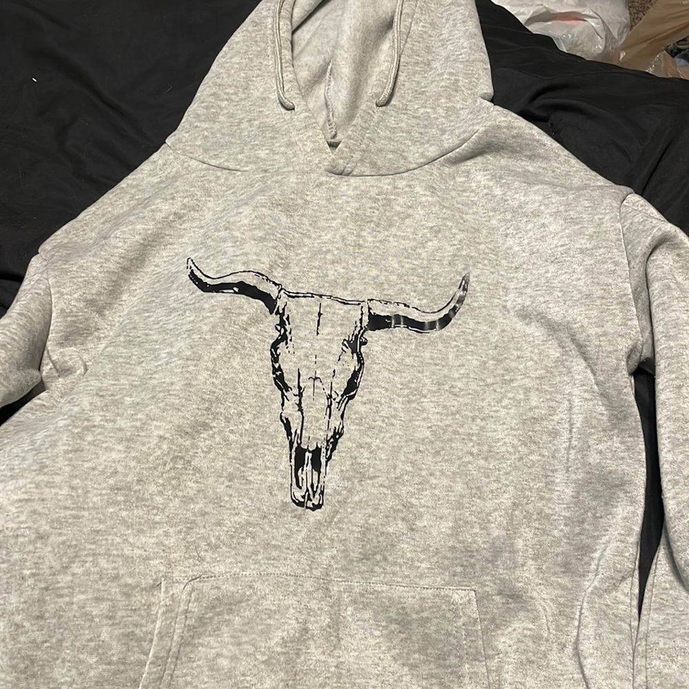 Cow skull grey hoodie